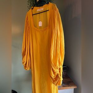 NWT Jen’s Pirate Booty Gossamer Maxi Dress M/L in Deep Gold